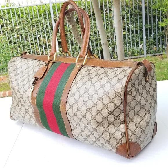 Vintage Gucci large Boston Carryall satchel weekender mini travel bag - Picture 10 of 16